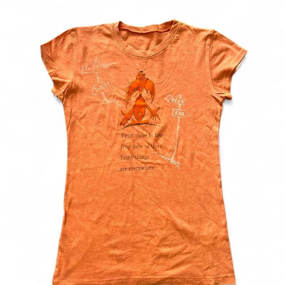 Dr. Seuss “From there to here” Orange Y2k Vintage T-shirt, Size XS